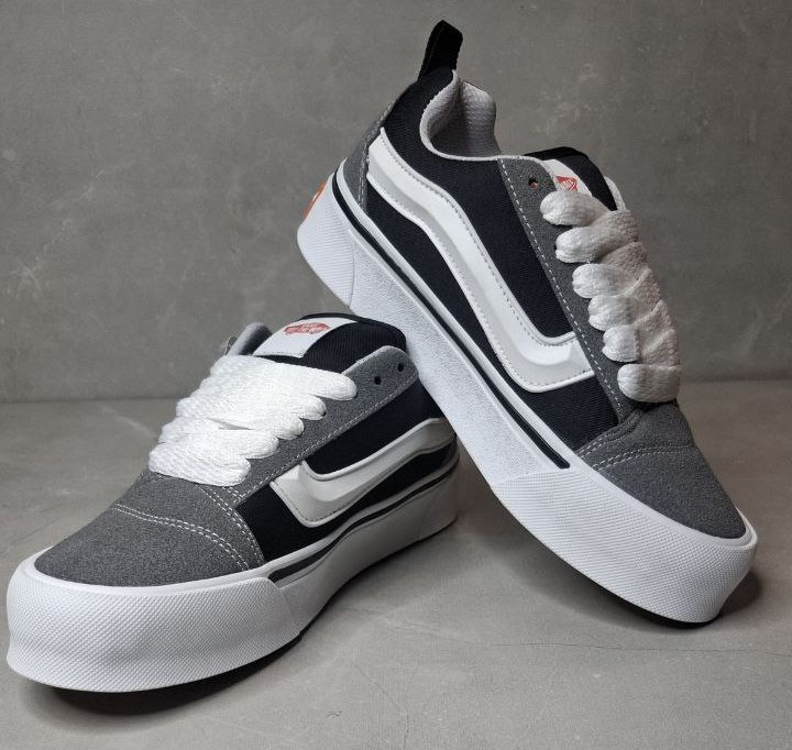 کفش کتونی ونس طوسی مشکی لژدار (Vans Platform) | استایل خیابانی و قدبلند
