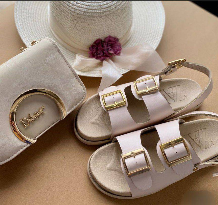 صندل زارا zara کرم سگک دار پشت بند دار