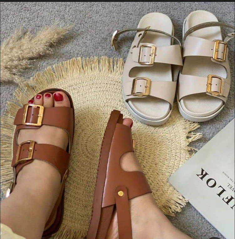 صندل زارا zara کرم سگک دار پشت بند دار