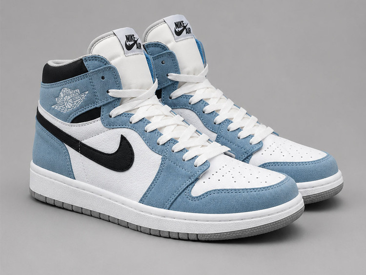 کفش کتونی نایک ایر جردن ۱ لو دخترانه آبی سفید (Jordan 1 Low) | استایل جذاب