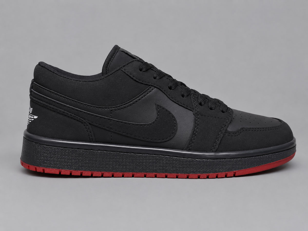 کفش کتونی نایک ایر جردن ۱ لو مشکی زیره قرمز (Jordan 1 Low)