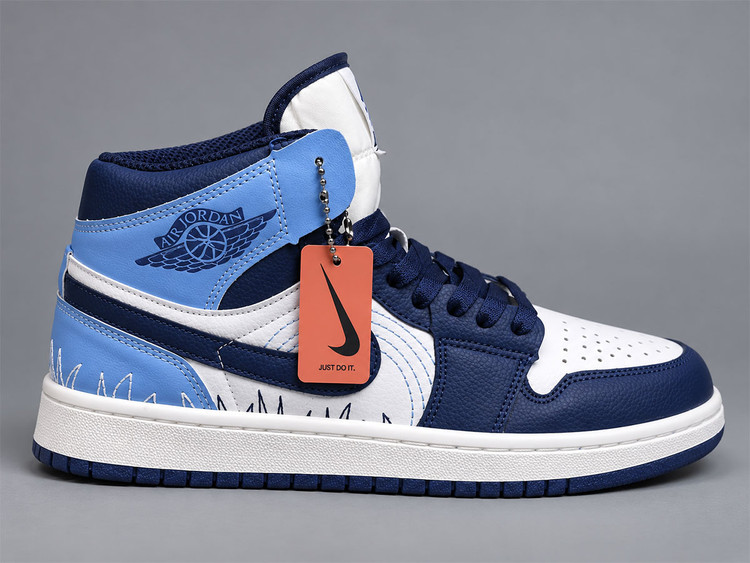 کفش جردن وان ساقدار سفید آبی | Jordan 1 High-Top