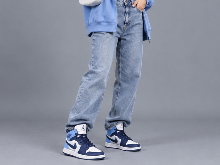 کفش جردن وان ساقدار سفید آبی | Jordan 1 High-Top