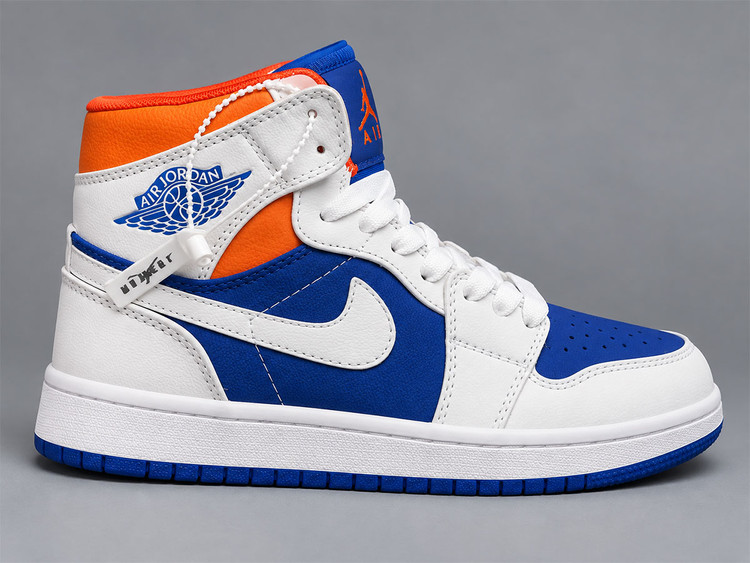 کفش جردن وان ساقدار سفید آبی پرتغالی/ Jordan 1 Mid White Blue