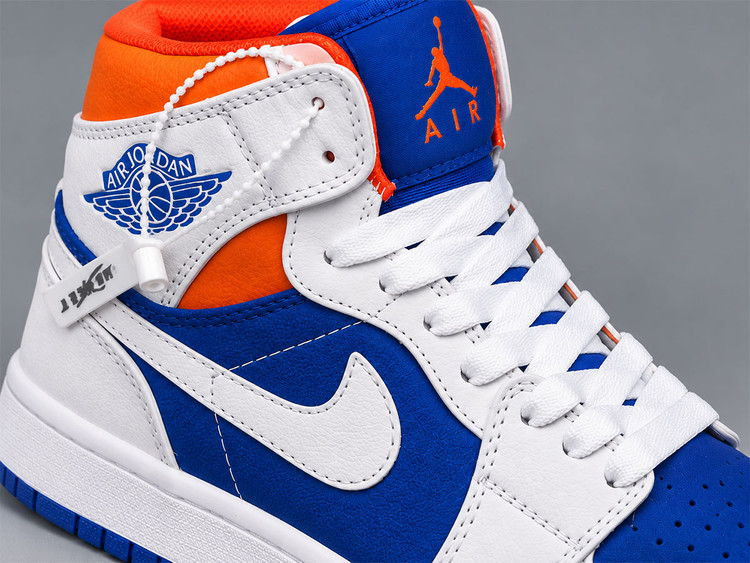کفش جردن وان ساقدار سفید آبی پرتغالی/ Jordan 1 Mid White Blue