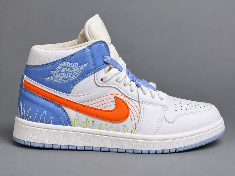 کفش جردن سفید آبی پرتغالی ساقدار/Jordan 1 Mid SE