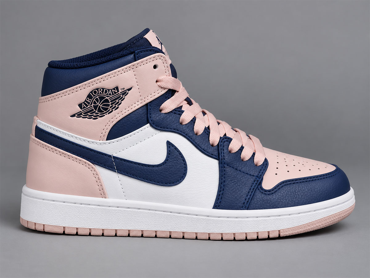 کفش جردن ساقدار سورمه ای صورتی کالباسی/Jordan Mid-Top Navy Pink