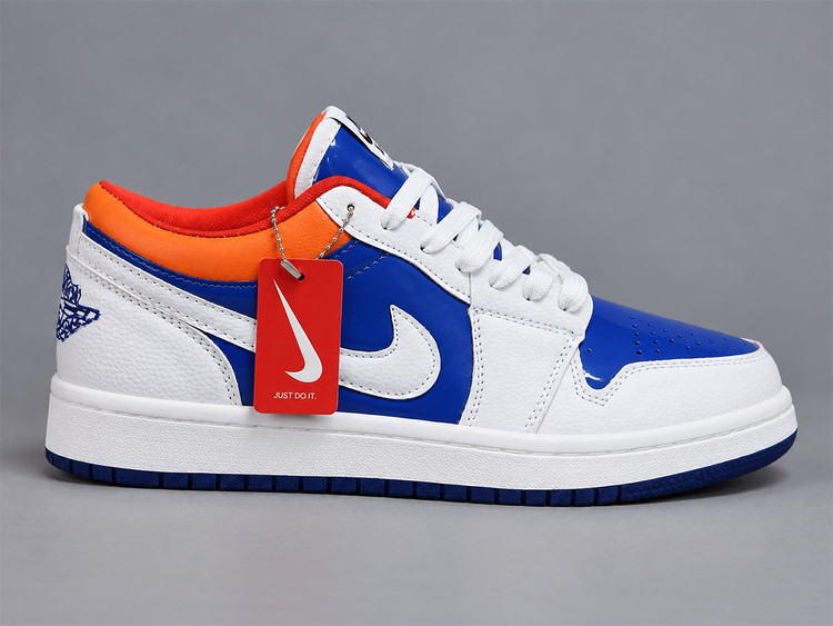 کفش جردن سفید آبی پرتغالی/Jordan White Blue Orange