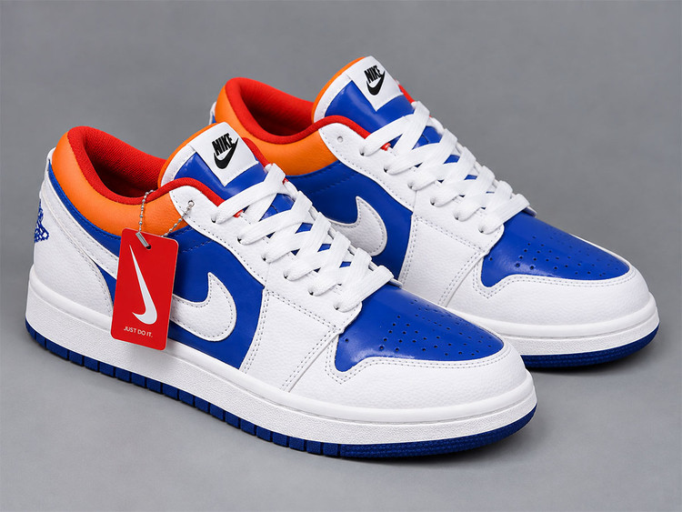 کفش جردن سفید آبی پرتغالی/Jordan White Blue Orange